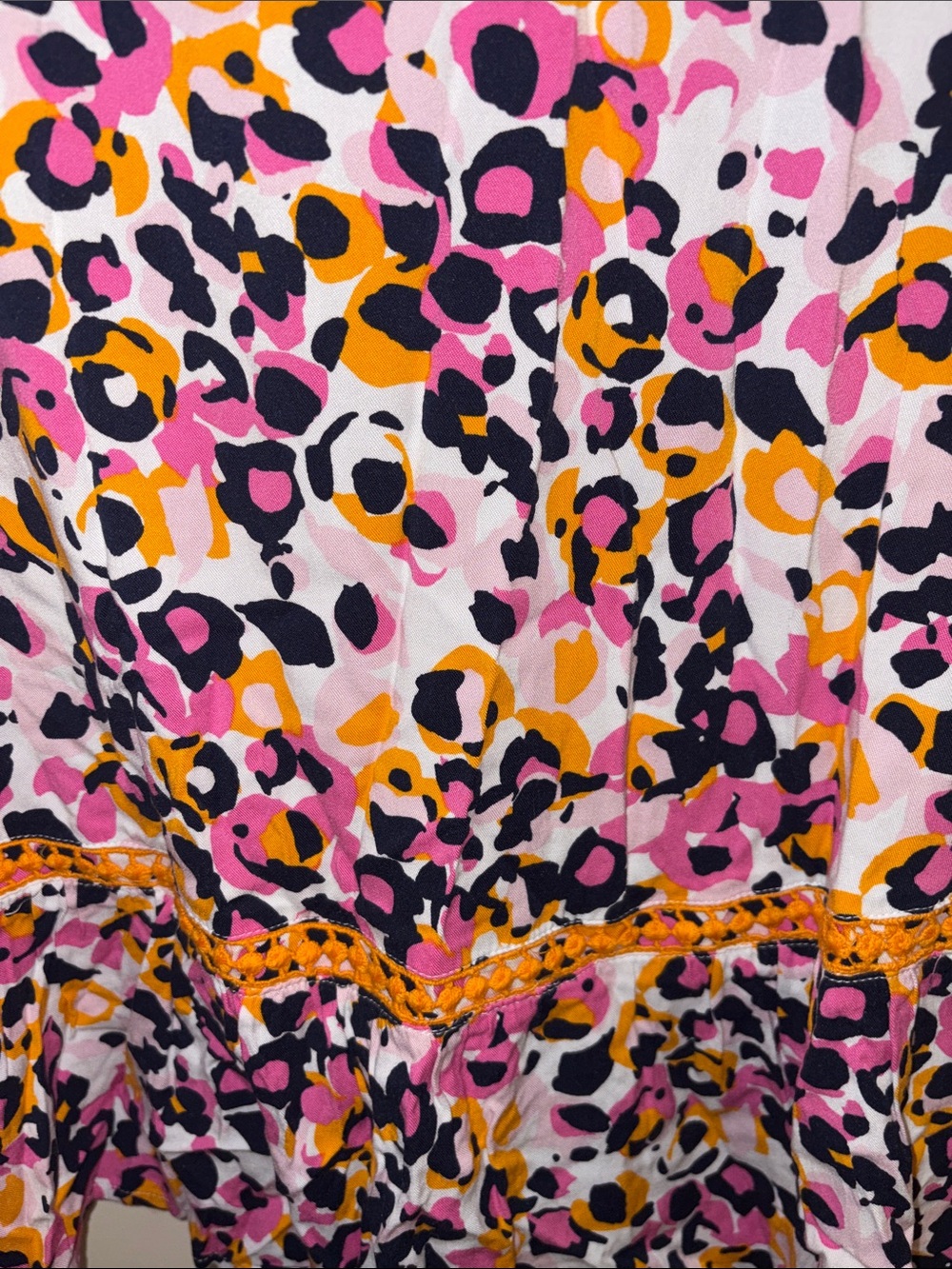crown & ivy Pink Navy Orange Animal-Print Midi Dress with Tassel - Picture 5 of 6